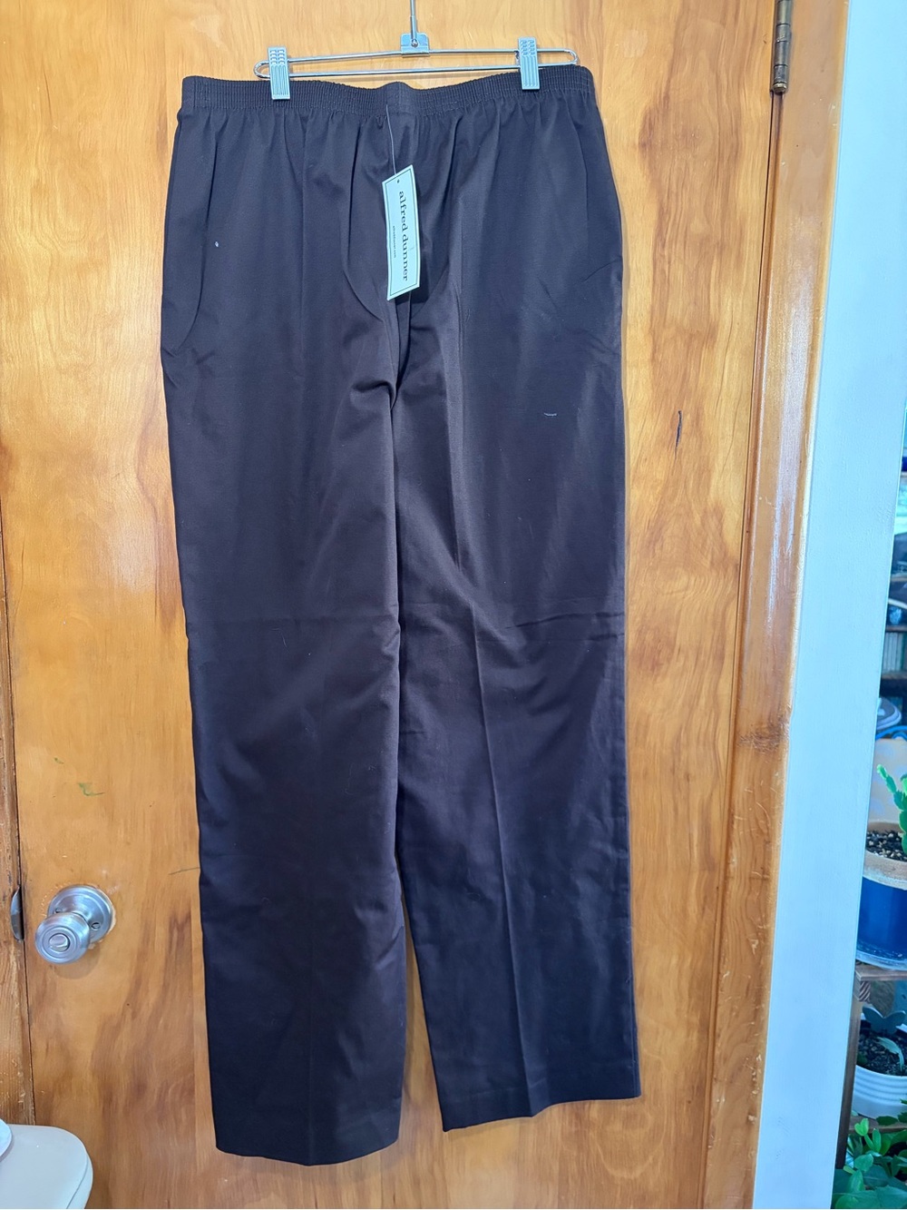 Alfred Dunner Brown Straight-Leg Elastic Waist Chinos